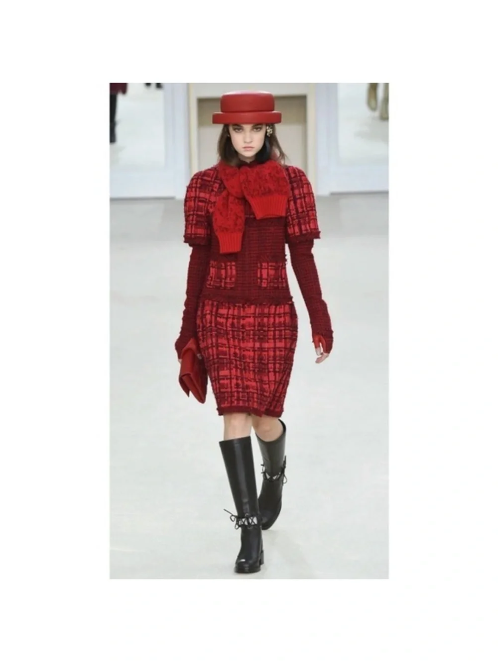CHANEL KARL LAGERFELD Fall 2016 Runway Black Corset CC Riding Boots 38.5